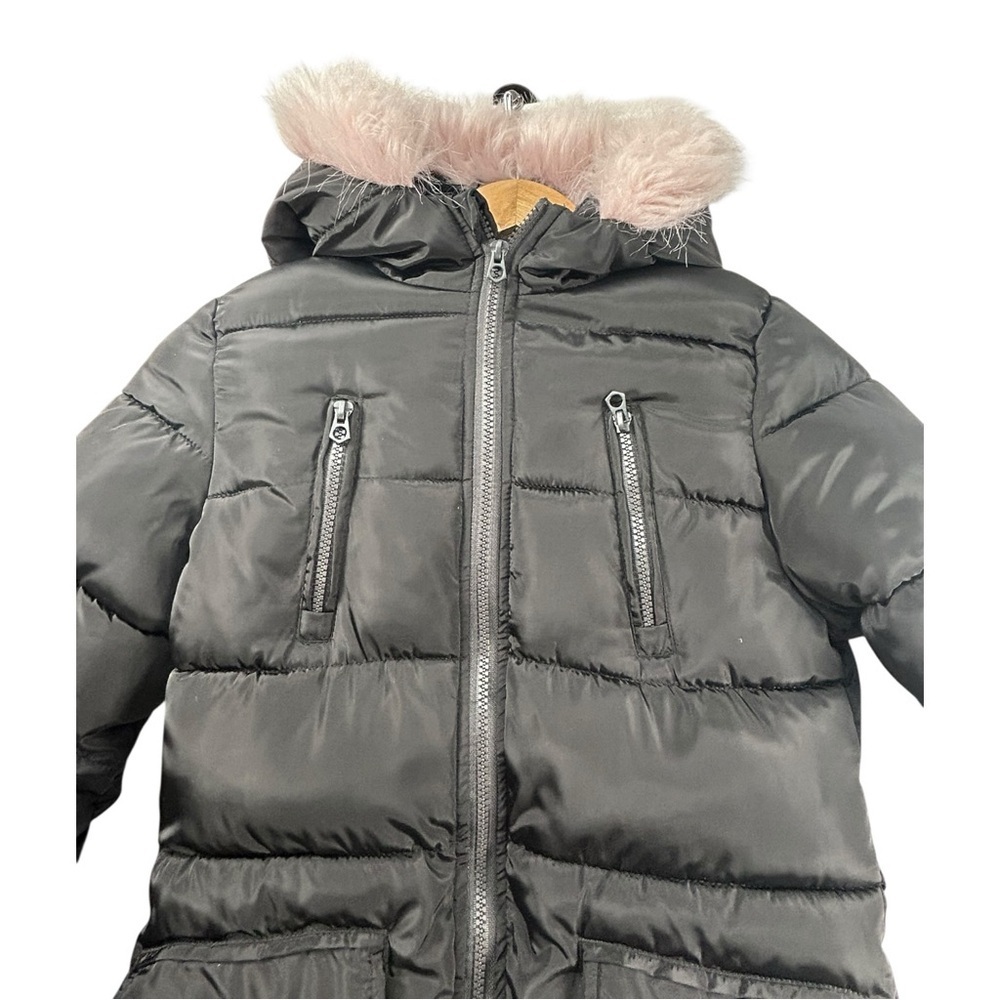 Arctic Squad Kids Puffer Jacket – Size 12 – Black with Faux Fur Hood pre-loved - Picture 8 of 12